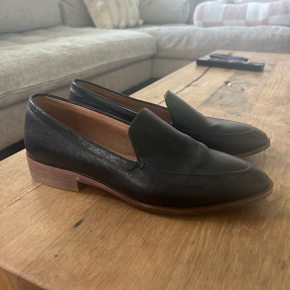Black leather madewell loafers